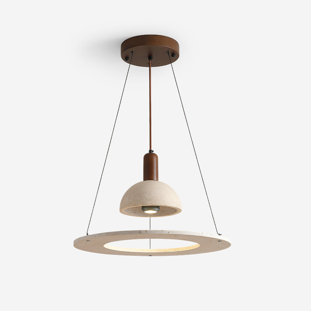 Ritta Travertine Dome & Ring Pendant Lamp - Letslighting