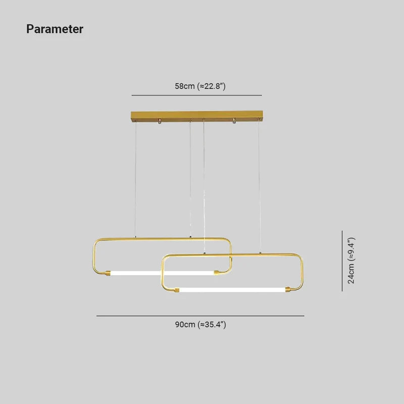 Arisha Moderna Rectangular Metal Lámpara Colgante, Negra/Dorada