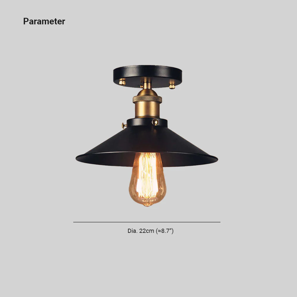 Silva Vintage Cúpula Metal LED Lámpara de Techo Negra