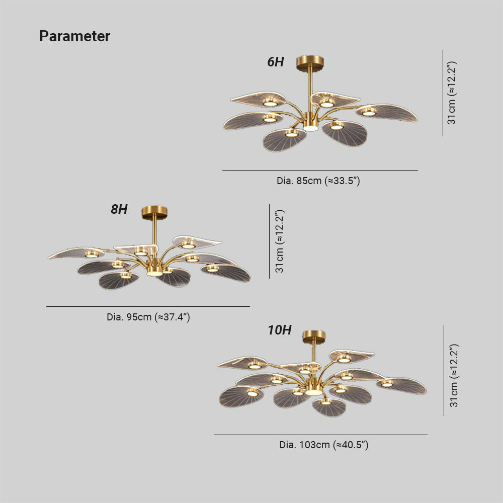 Arisha Diseño Flor Metal Lámpara de Techo Dorado