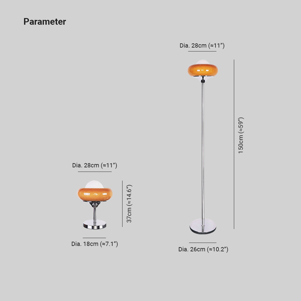 Mira Moderna Simple Metal/Vidrio LED Lámpara de Pie, Naranja