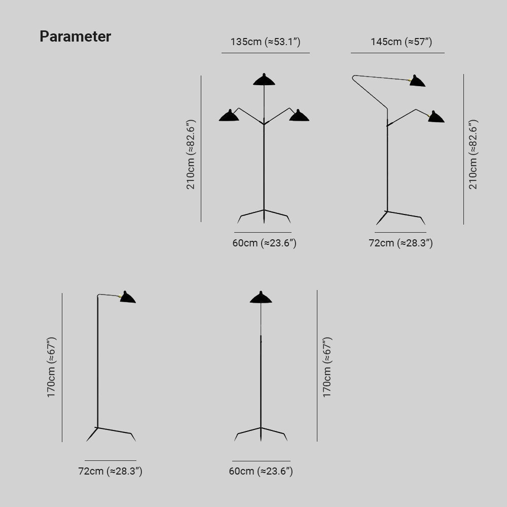 Mira Diseña Irregular Metal LED Lámpara de Pie Negra