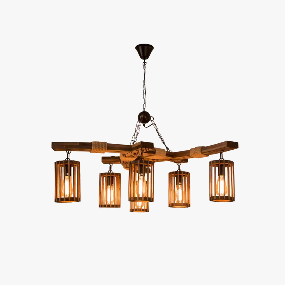 Epoch Retro LED Lámparas de araña Madera Comedor/Salón/Bar