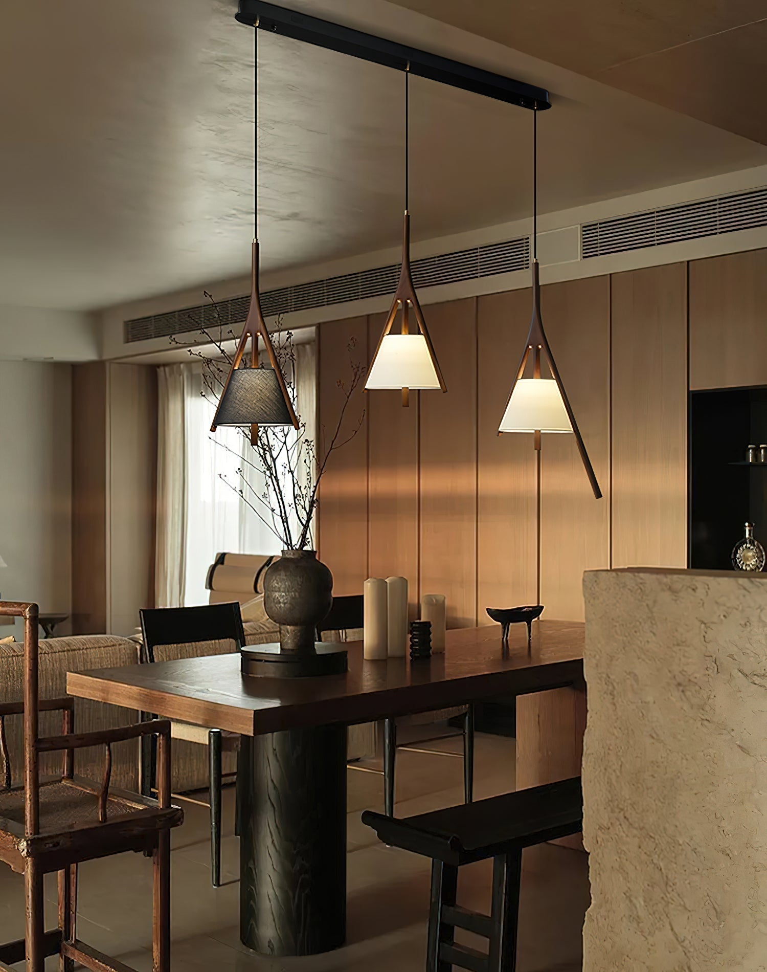 Zovenarae Triangular Wood Pendant Light - Letslighting