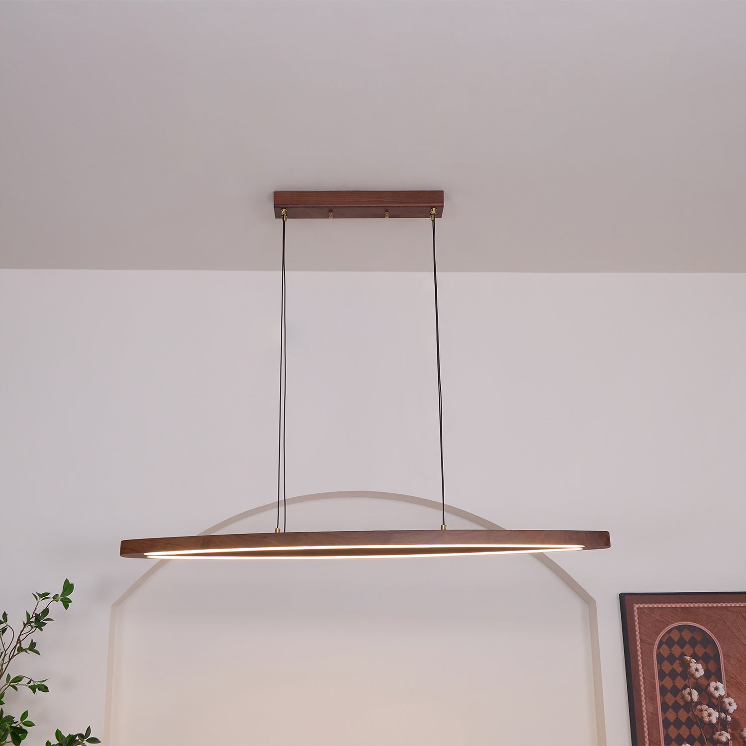 Walnut Arc Linear Pendant Lamp - Letslighting