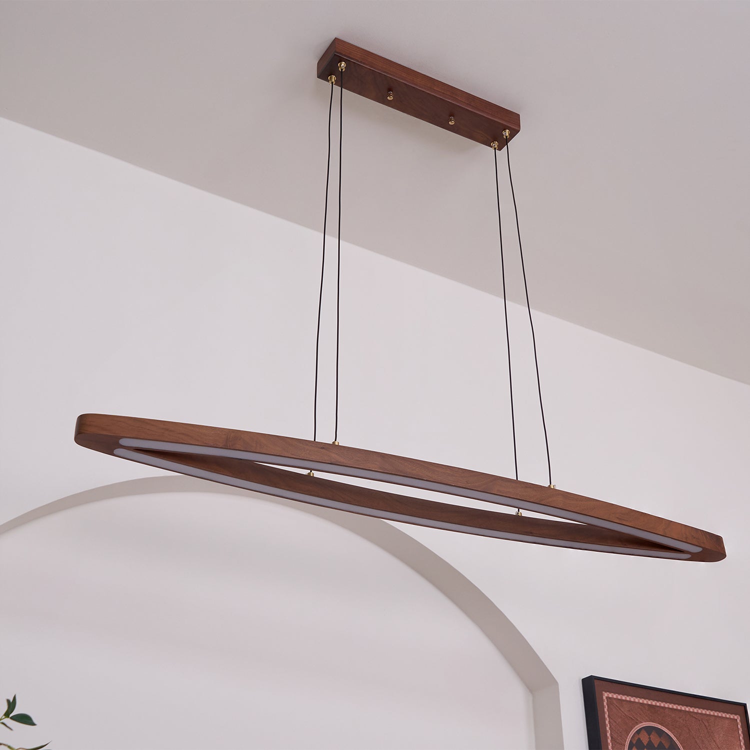 Walnut Arc Linear Pendant Lamp - Letslighting