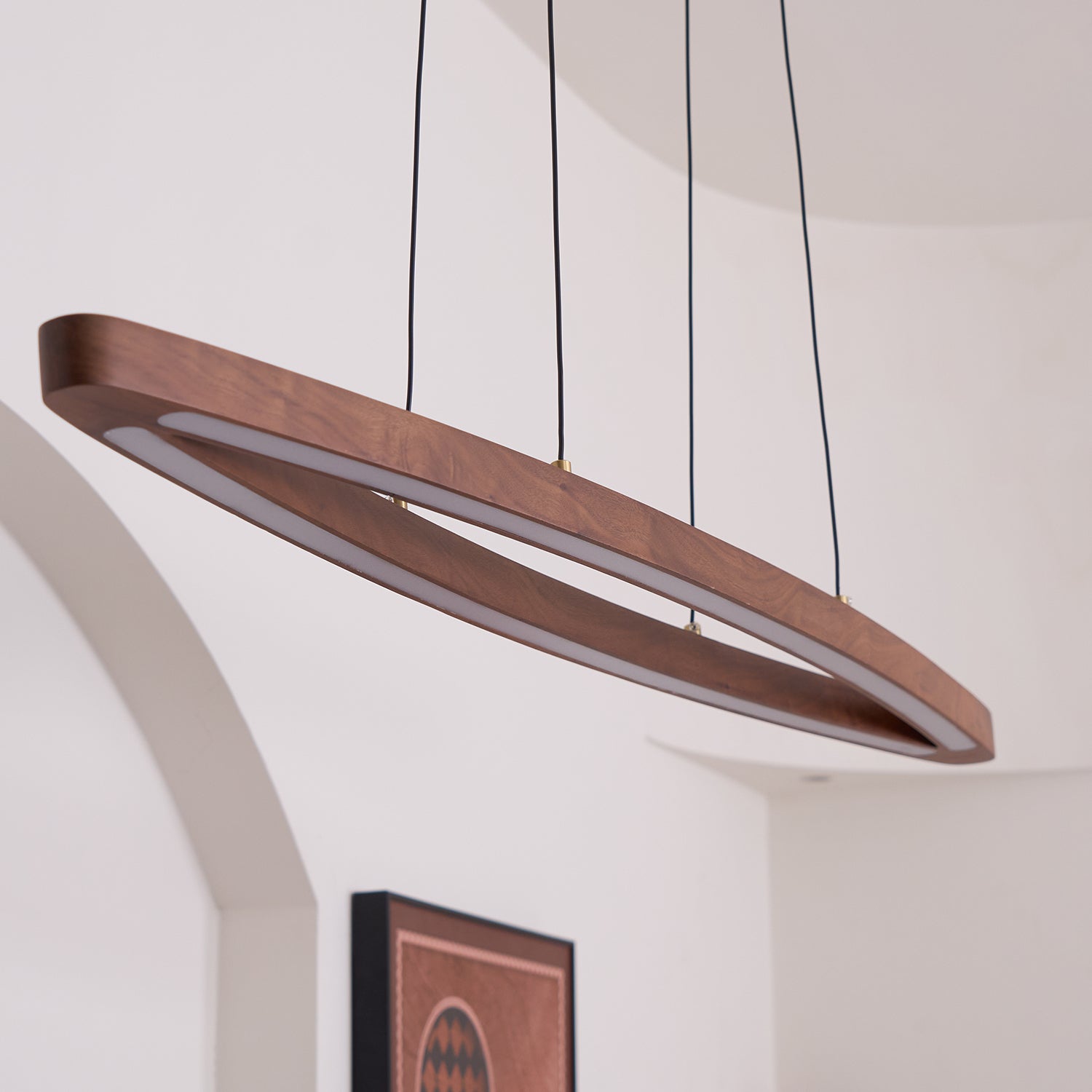 Walnut Arc Linear Pendant Lamp - Letslighting