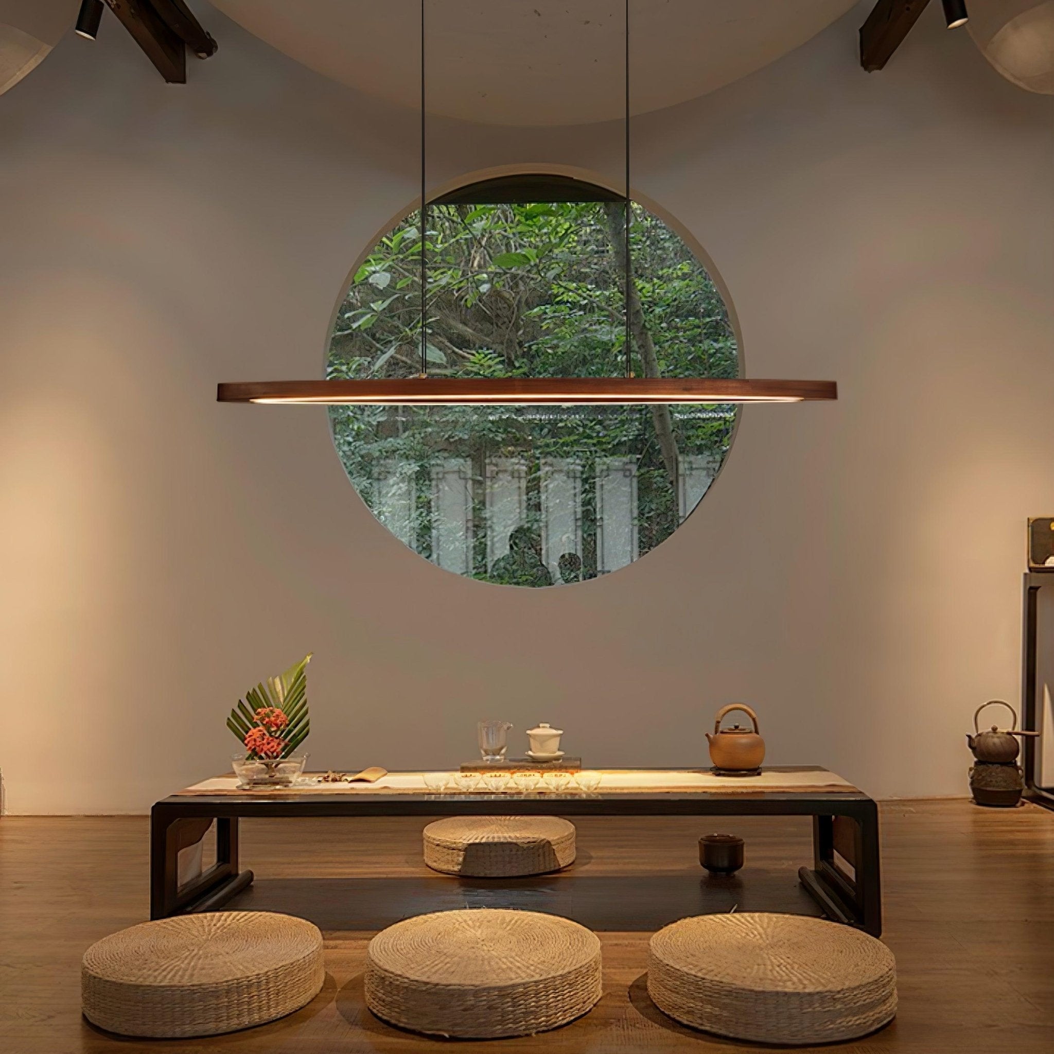 Walnut Arc Linear Pendant Lamp - Letslighting