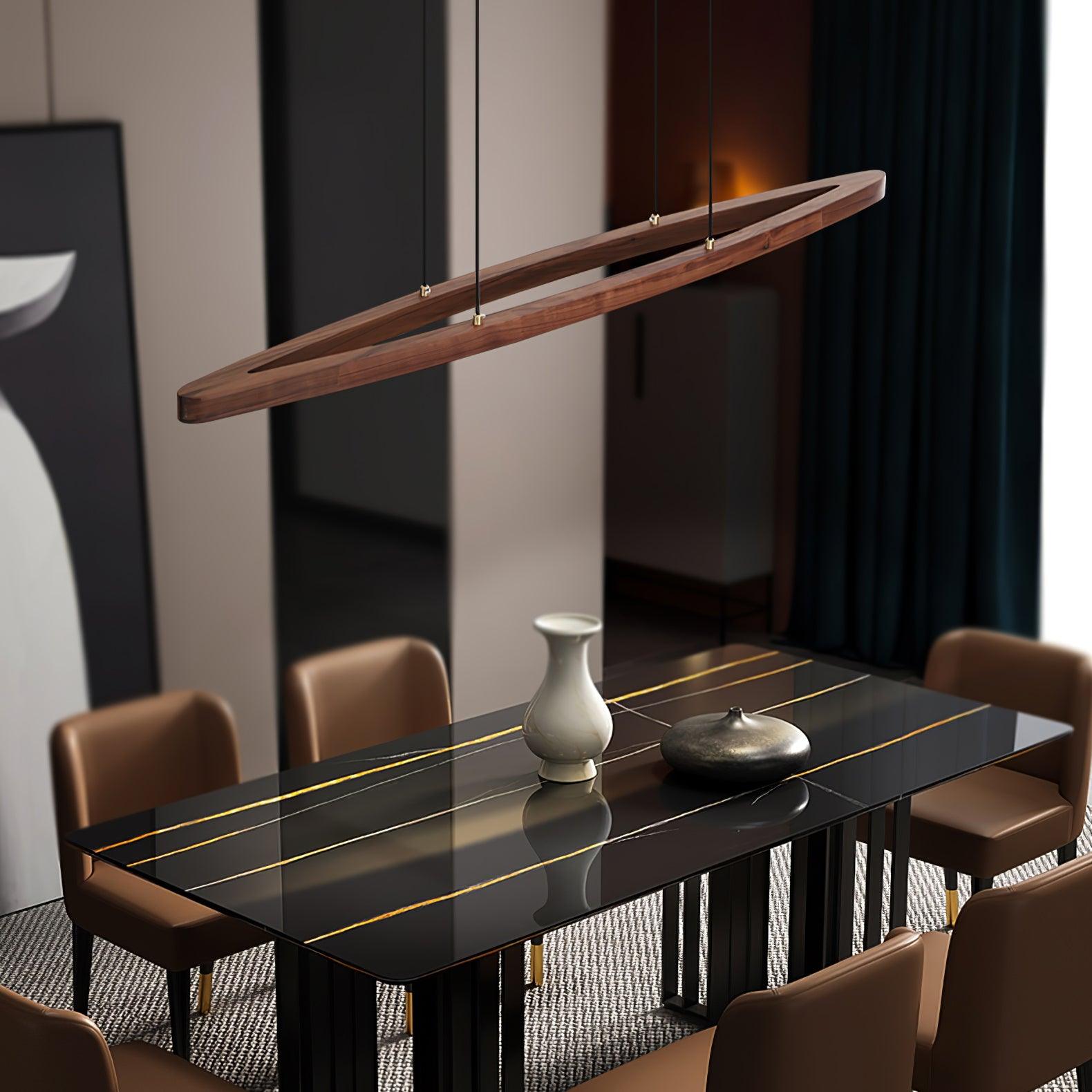 Walnut Arc Linear Pendant Lamp - Letslighting