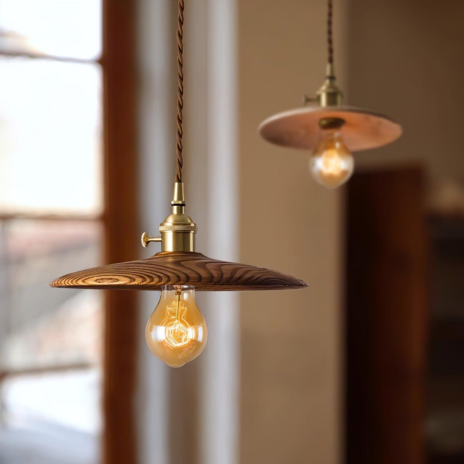 Walnut Conical Pendant Light - Letslighting