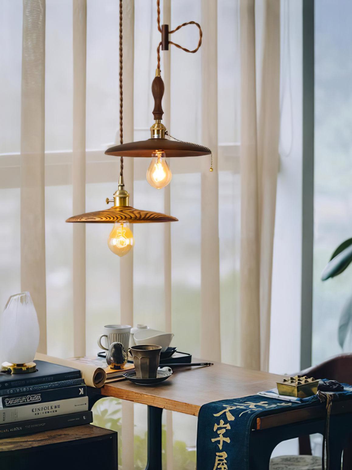 Walnut Conical Pendant Light - Letslighting