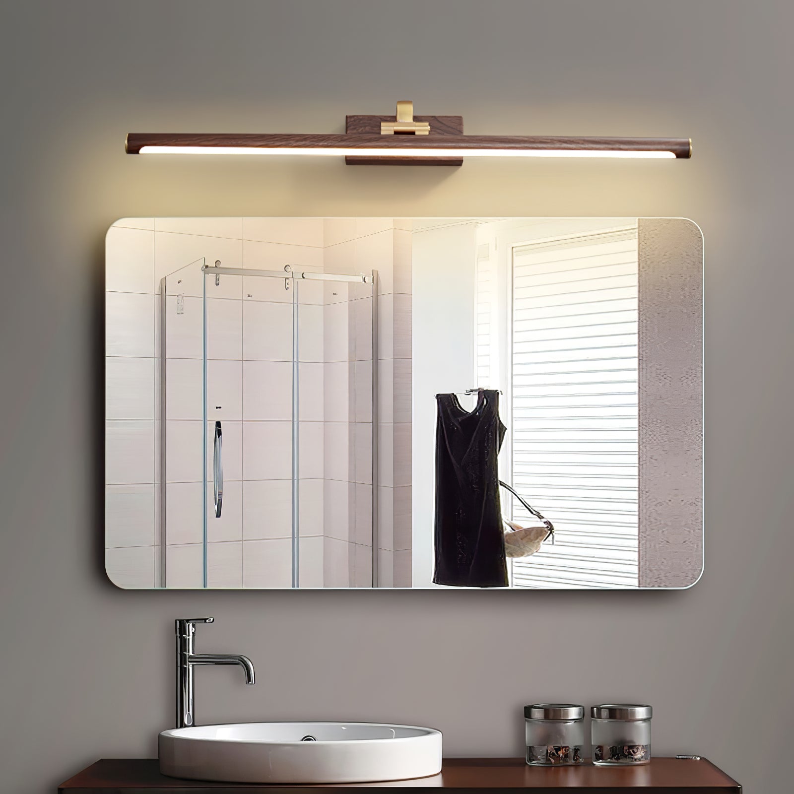 Walnut Color Linear LED Wall Light - Letslighting