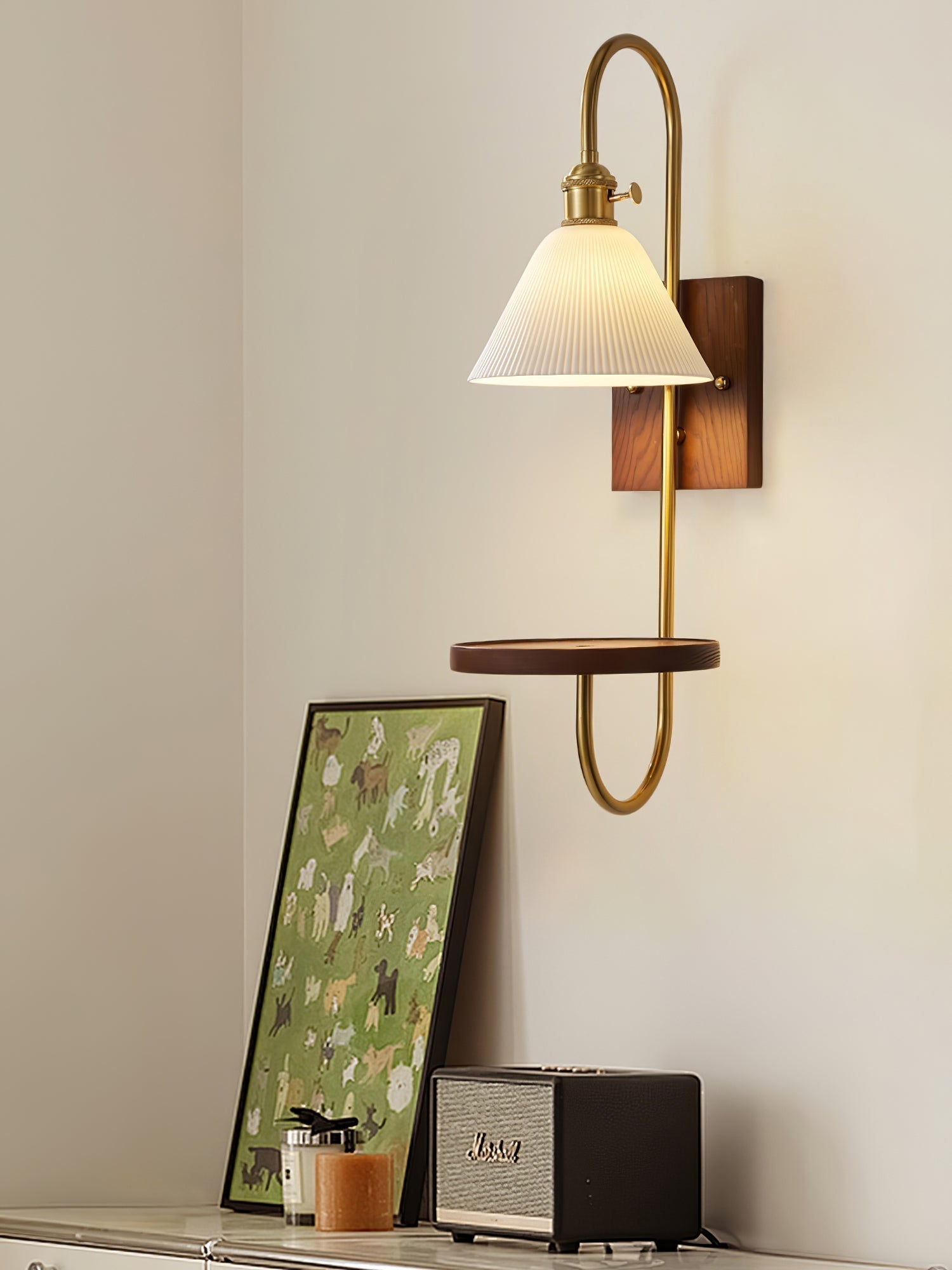 Walnut Shelf Sconce - Letslighting