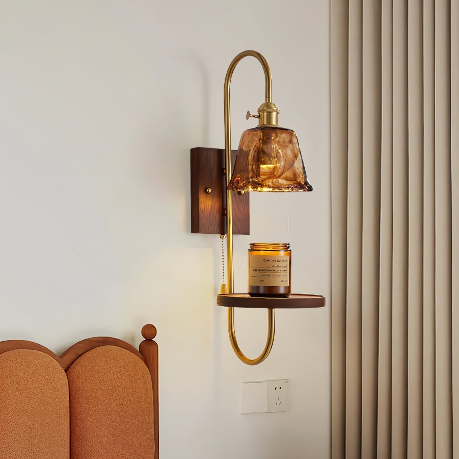 Walnut Shelf Sconce - Letslighting