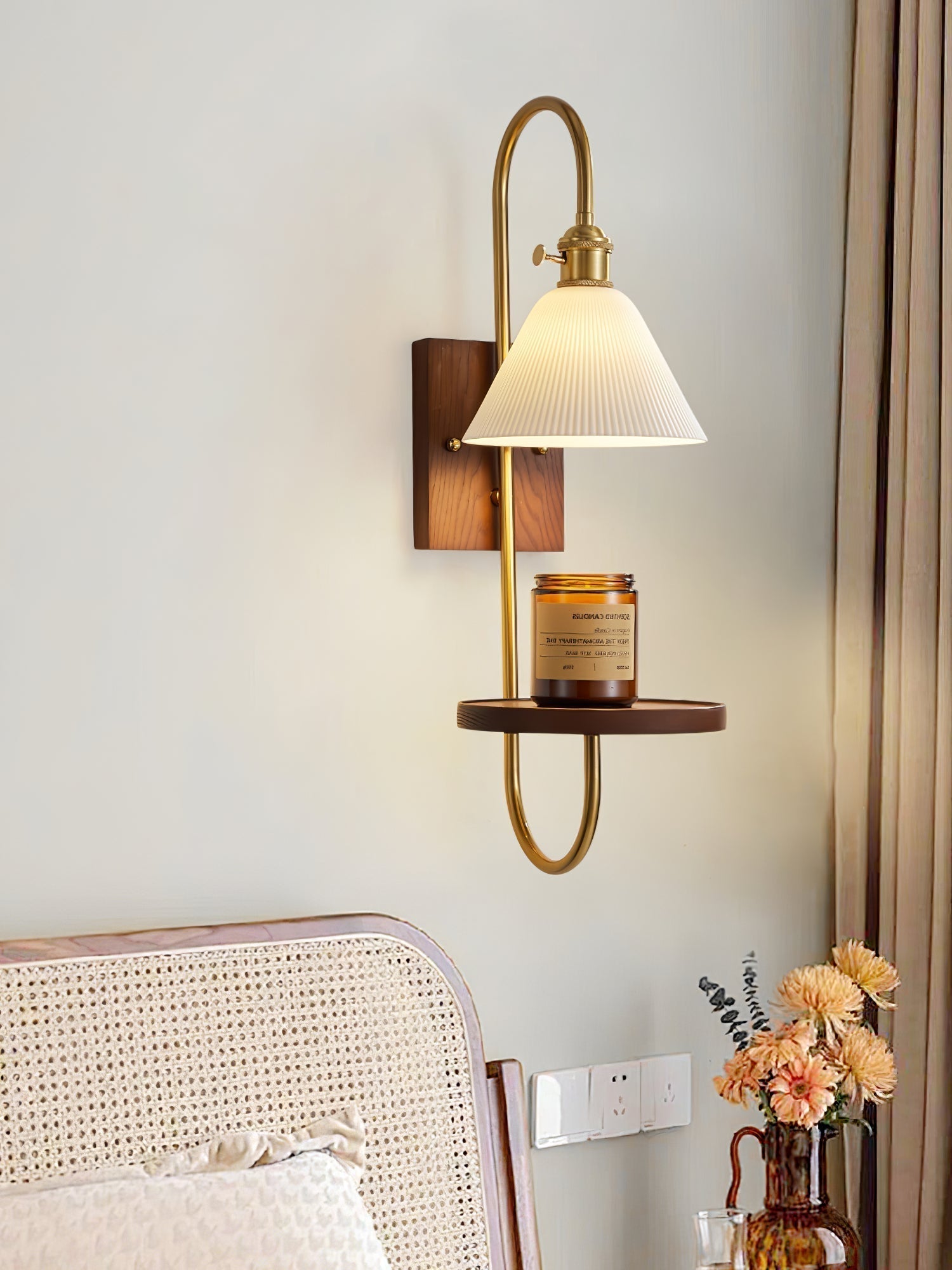 Walnut Shelf Sconce - Letslighting