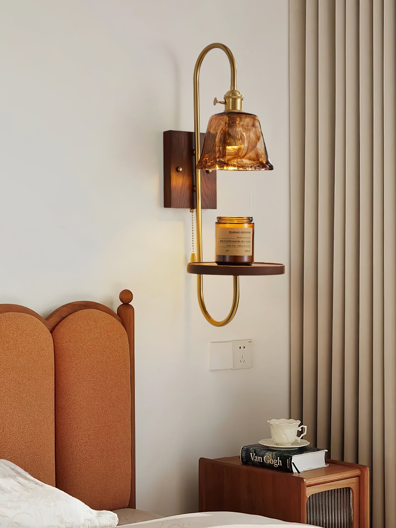 Walnut Shelf Sconce - Letslighting