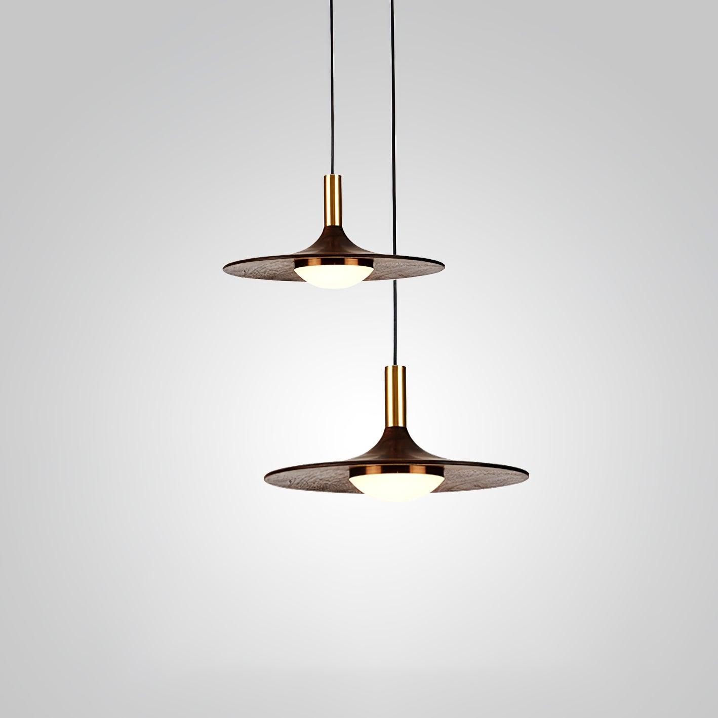 Walnut Wood Dish Pendant Light - Letslighting