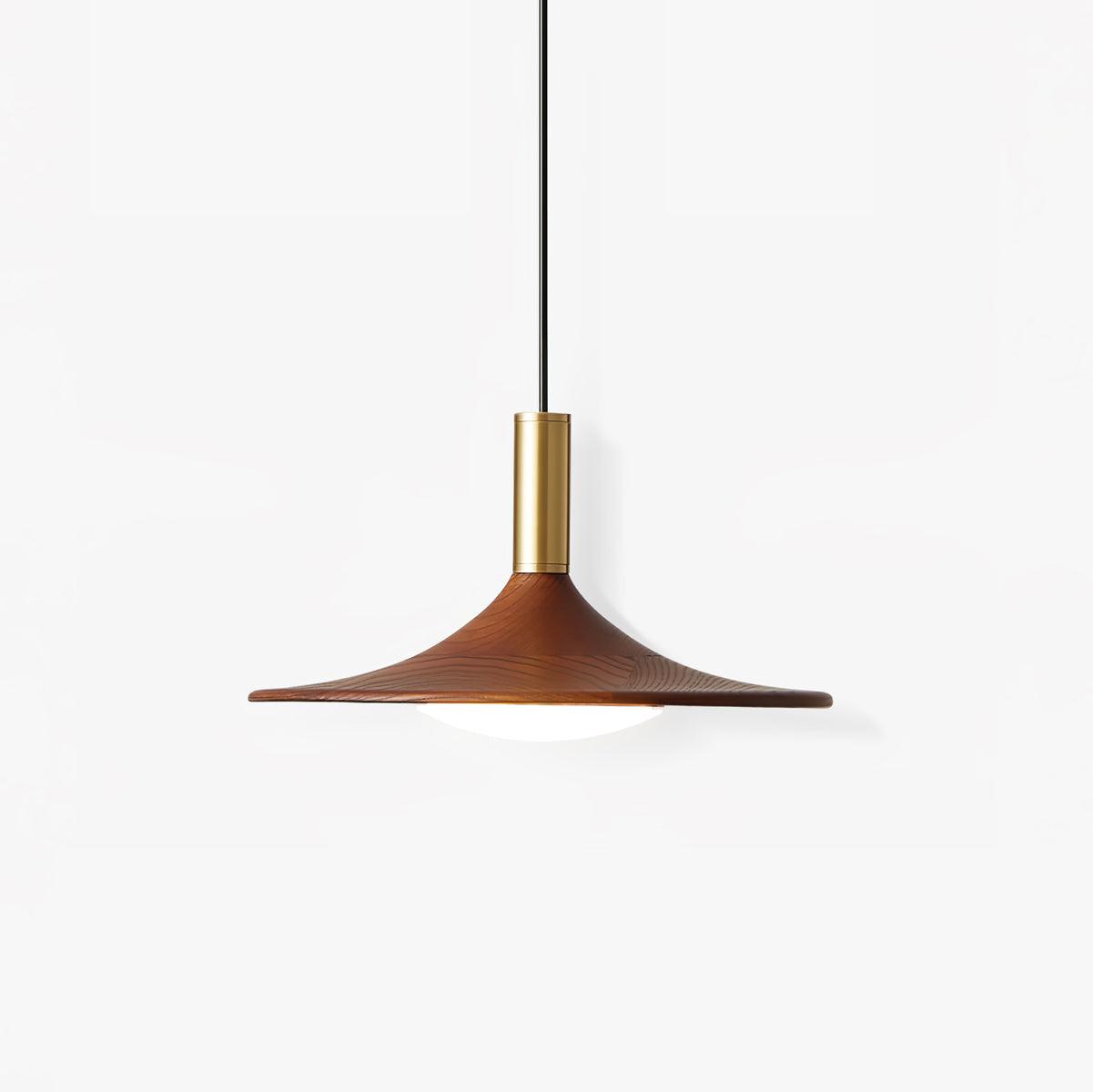 Walnut Wood Dish Pendant Light - Letslighting