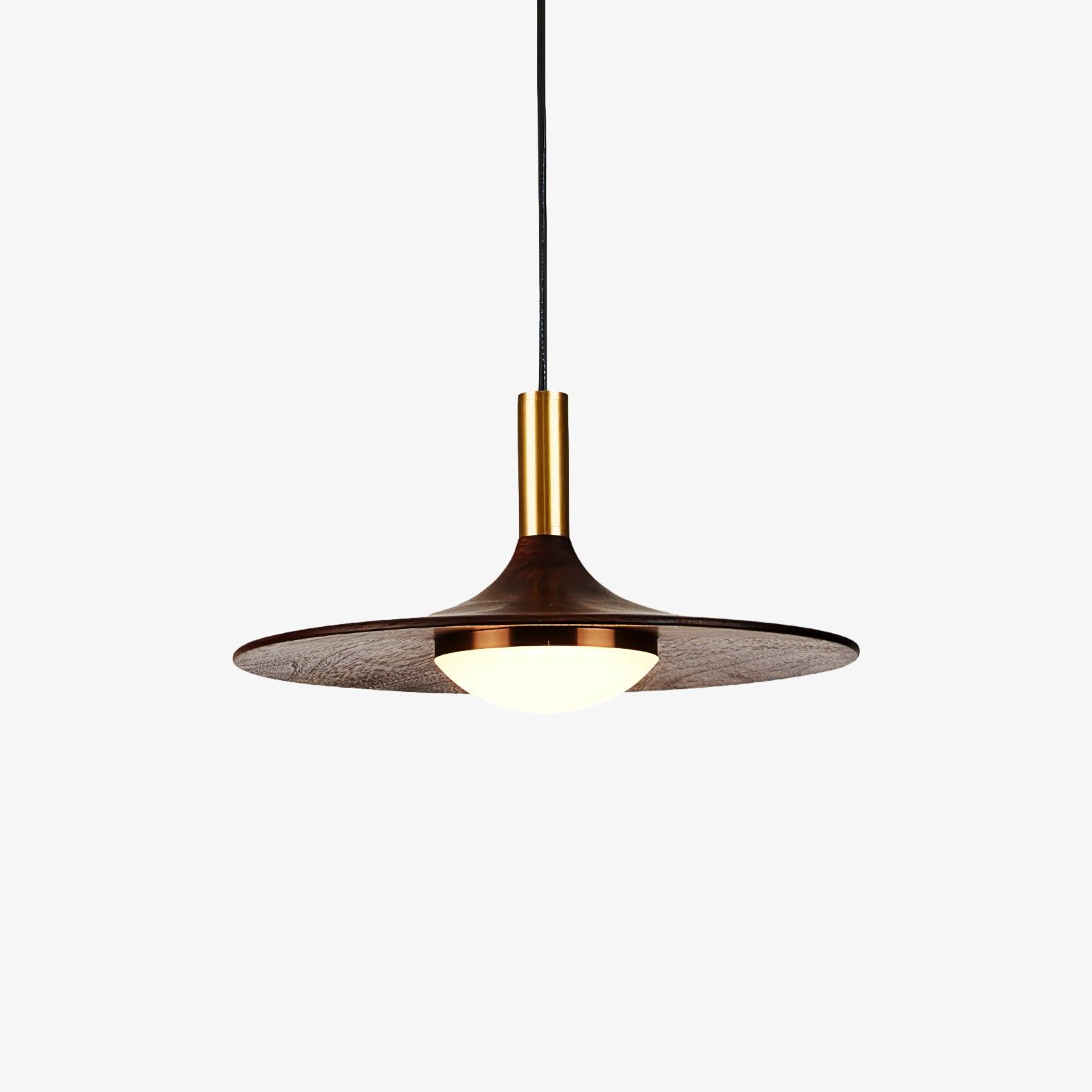 Walnut Wood Dish Pendant Light - Letslighting