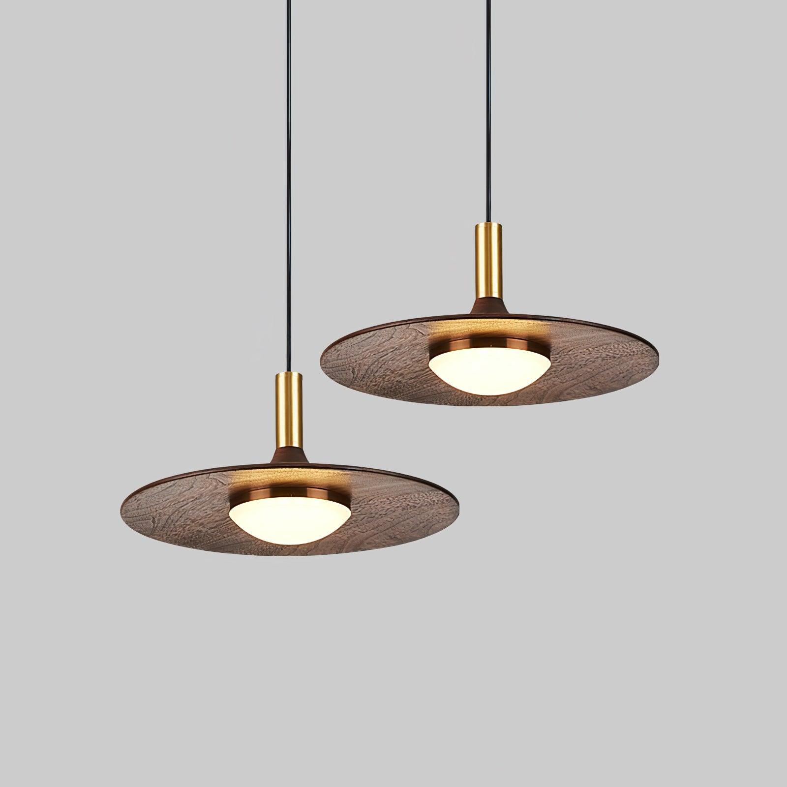 Walnut Wood Dish Pendant Light - Letslighting