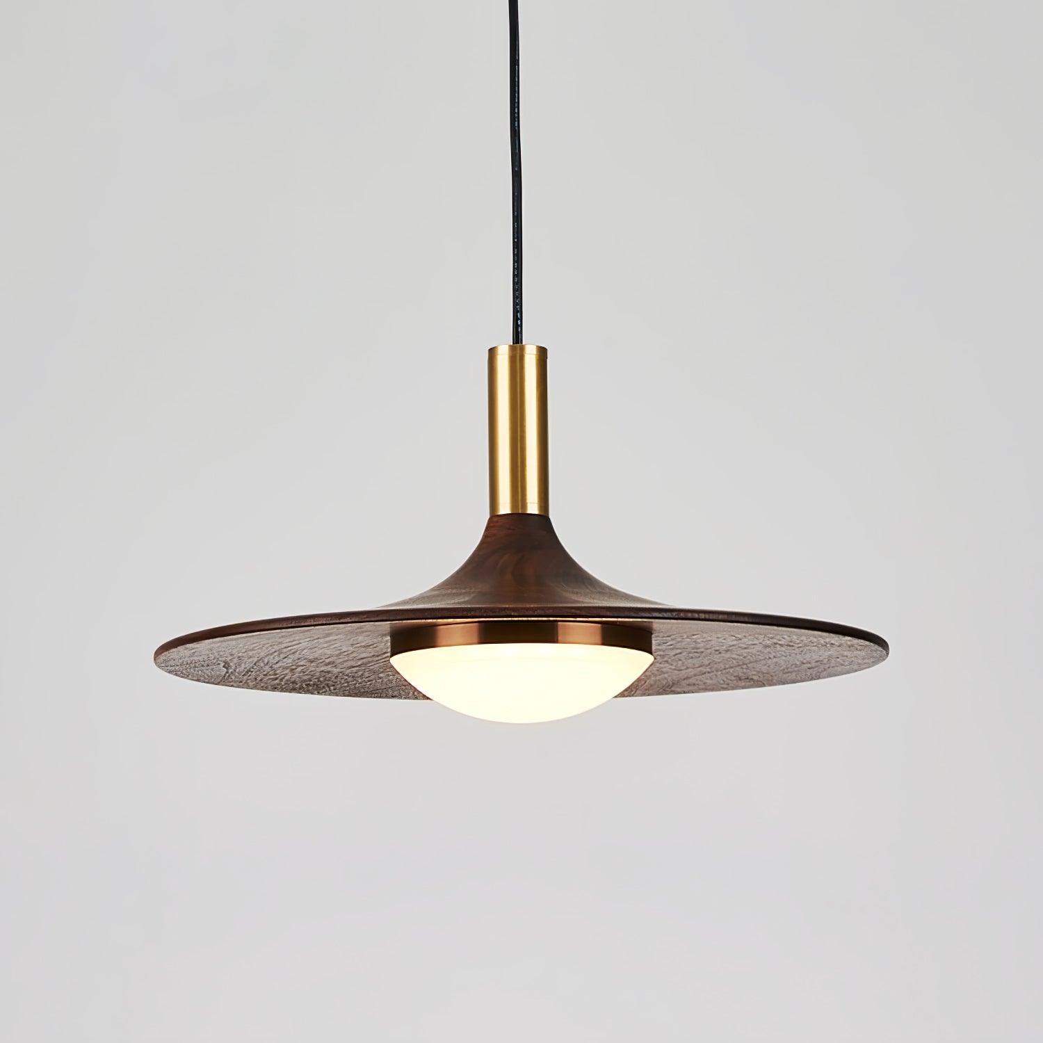 Walnut Wood Dish Pendant Light - Letslighting