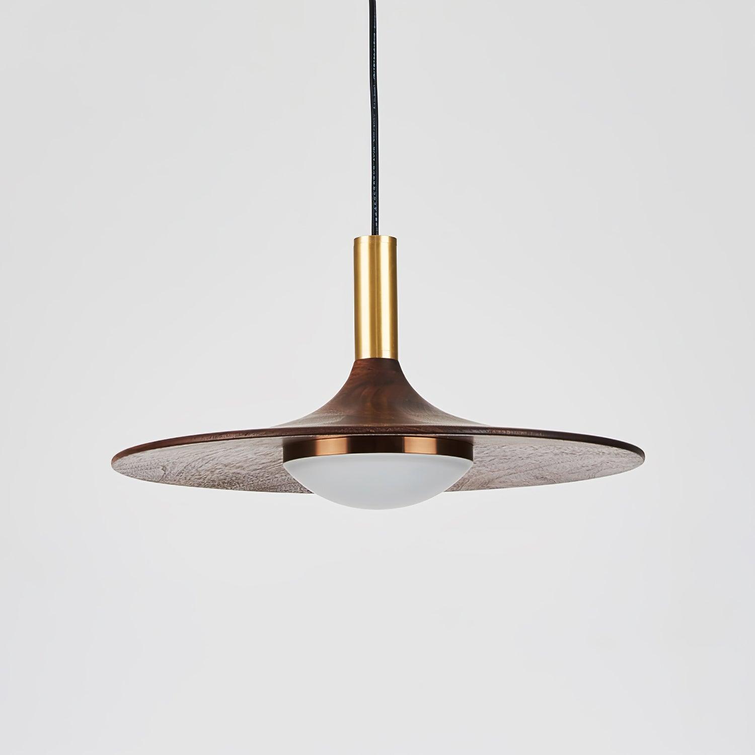 Walnut Wood Dish Pendant Light - Letslighting