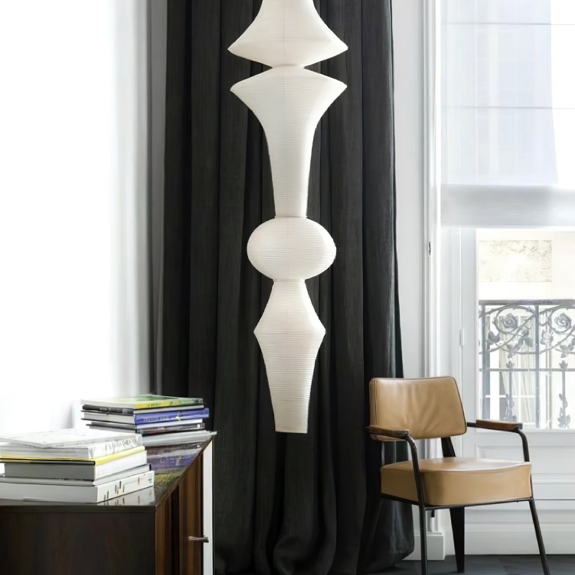 Ritta Lámpara Colgante Vertical Escultural de Papel