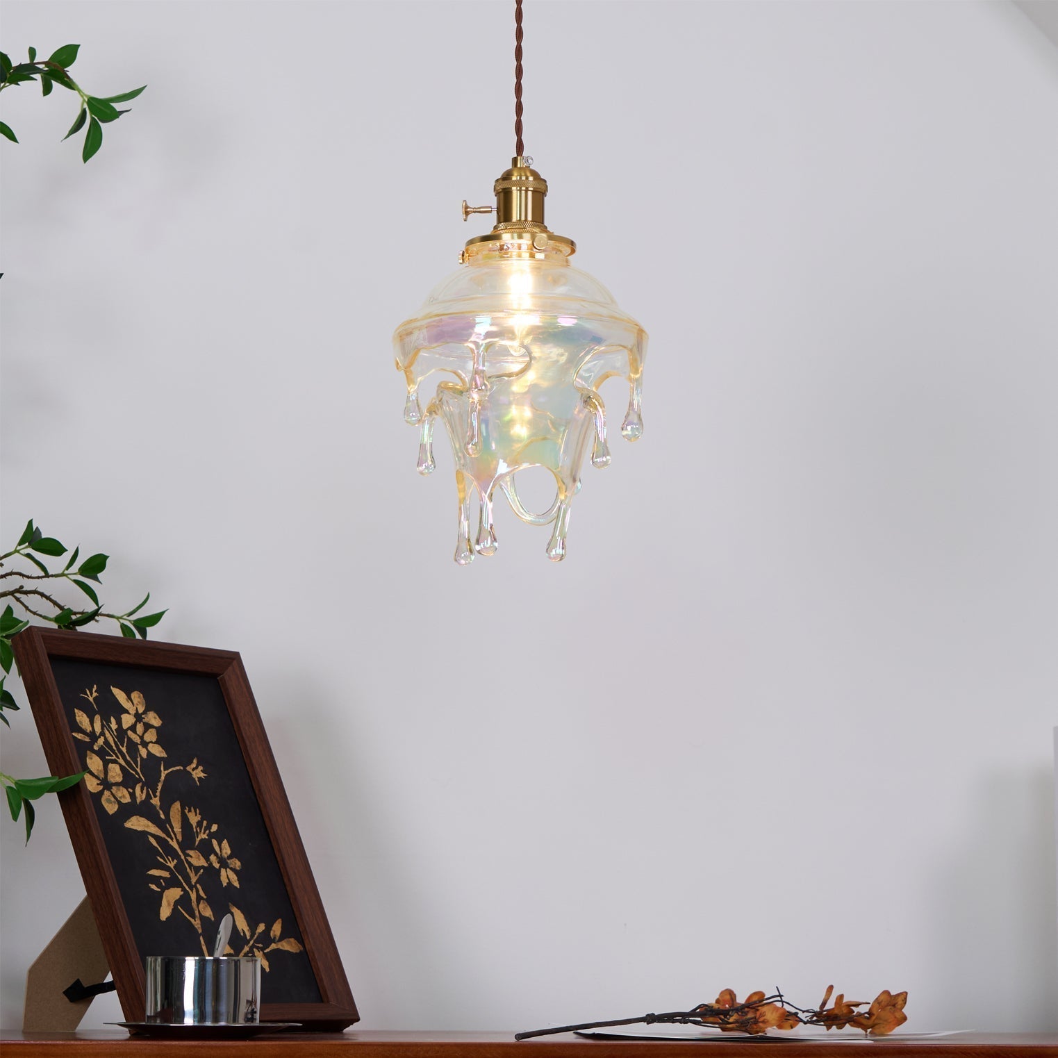 Pendant Lamp Iridescent Water Drop Shade Artistic Glow Contemporary - Letslighting