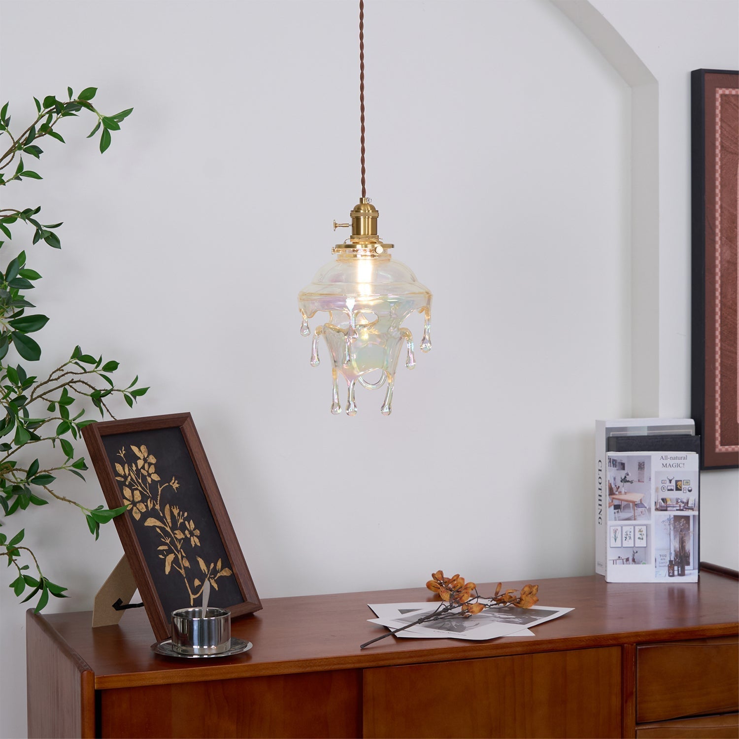 Pendant Lamp Iridescent Water Drop Shade Artistic Glow Contemporary - Letslighting