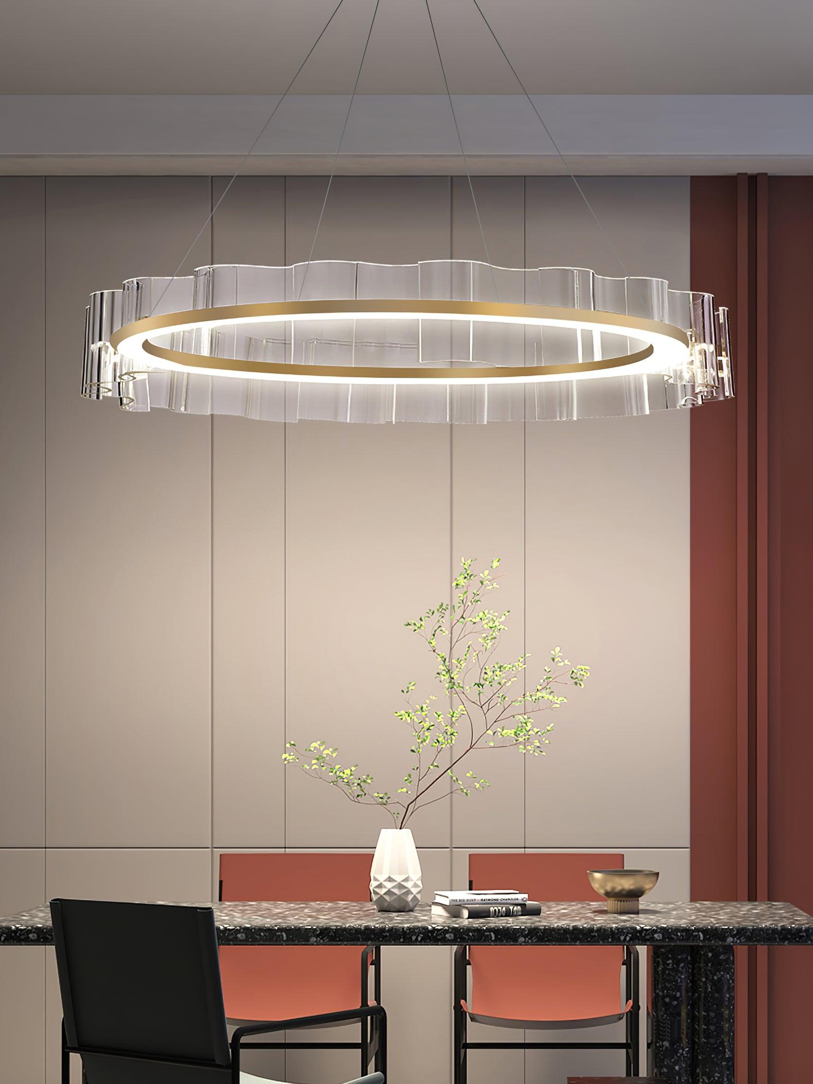 Acoustic Postmodern Luxury Water Wave Glass Metal Chandelier - Letslighting
