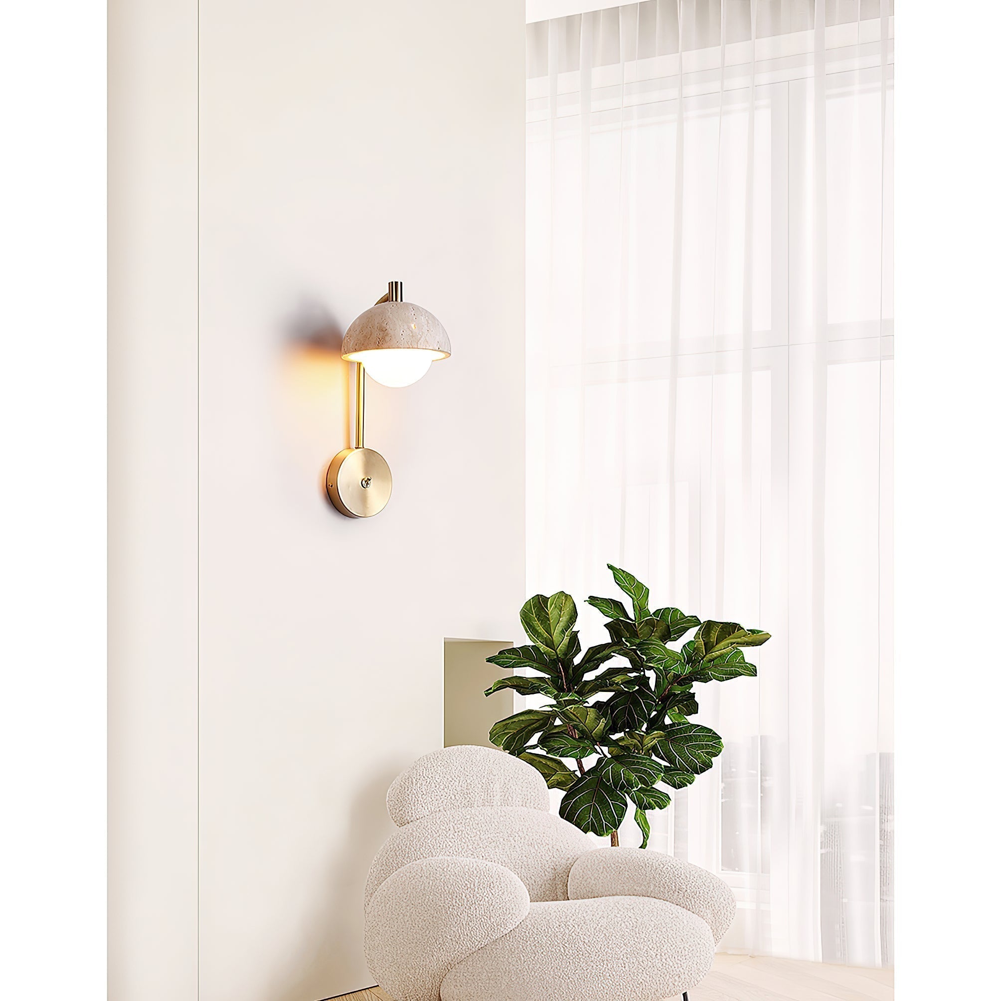 Civarir Modern Minimalist Beige Travertine Wall Lamp - Lamp Copper