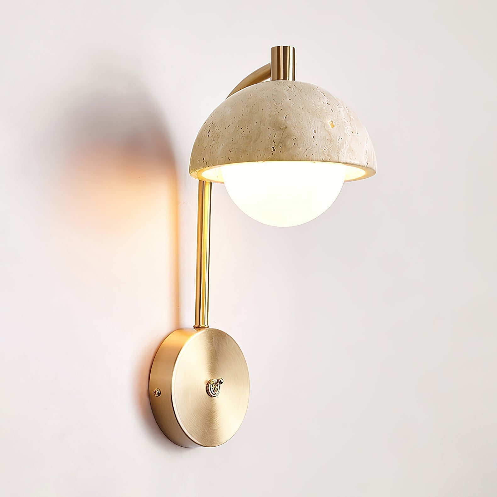 Civarir Modern Minimalist Beige Travertine Wall Lamp - Lamp Copper