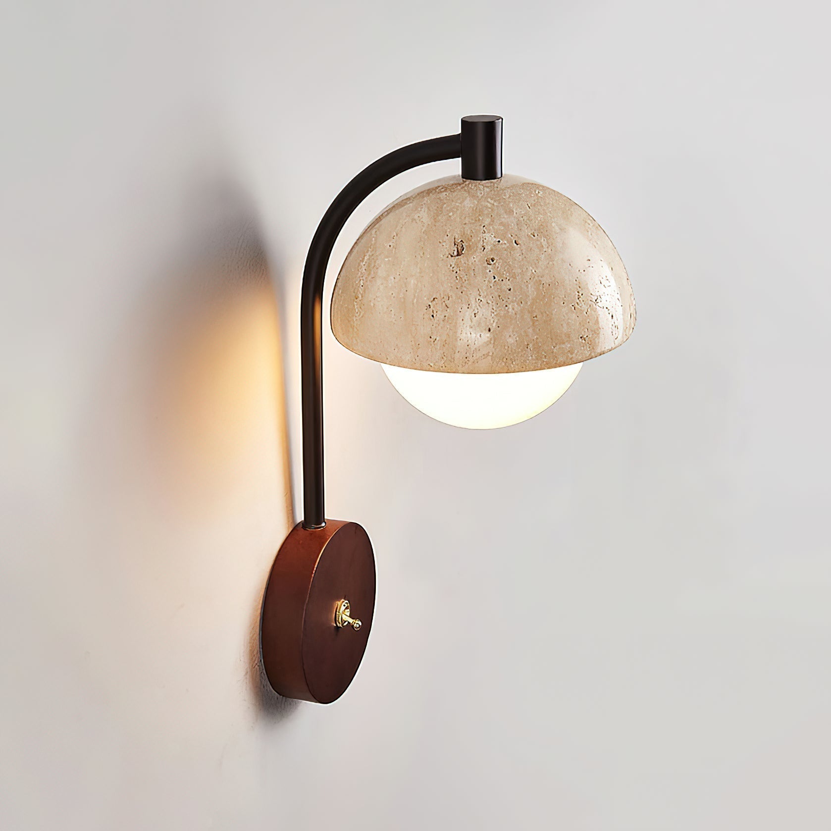 Civarir Modern Minimalist Beige Travertine Wall Lamp - Lamp Copper