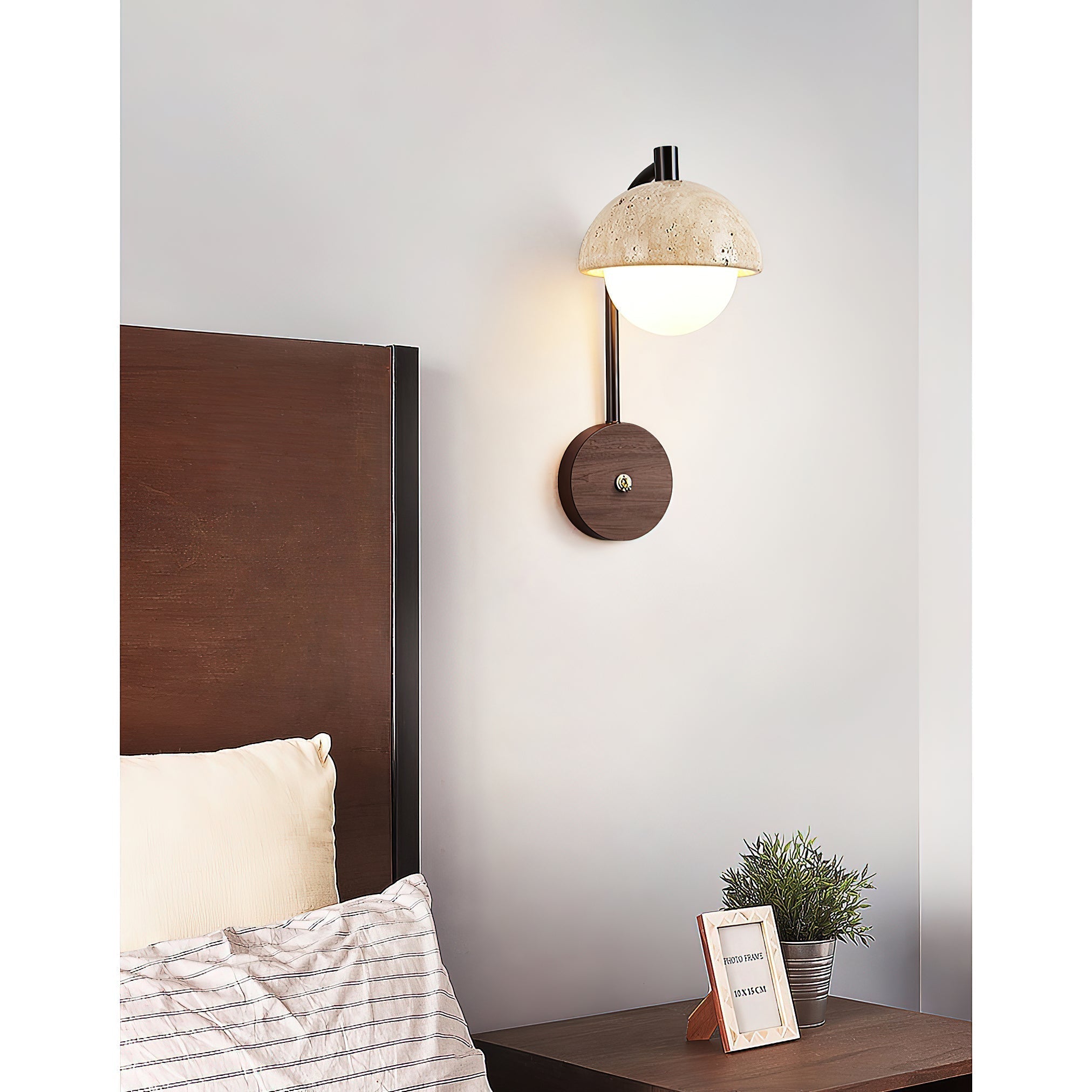 Civarir Modern Minimalist Beige Travertine Wall Lamp - Lamp Copper