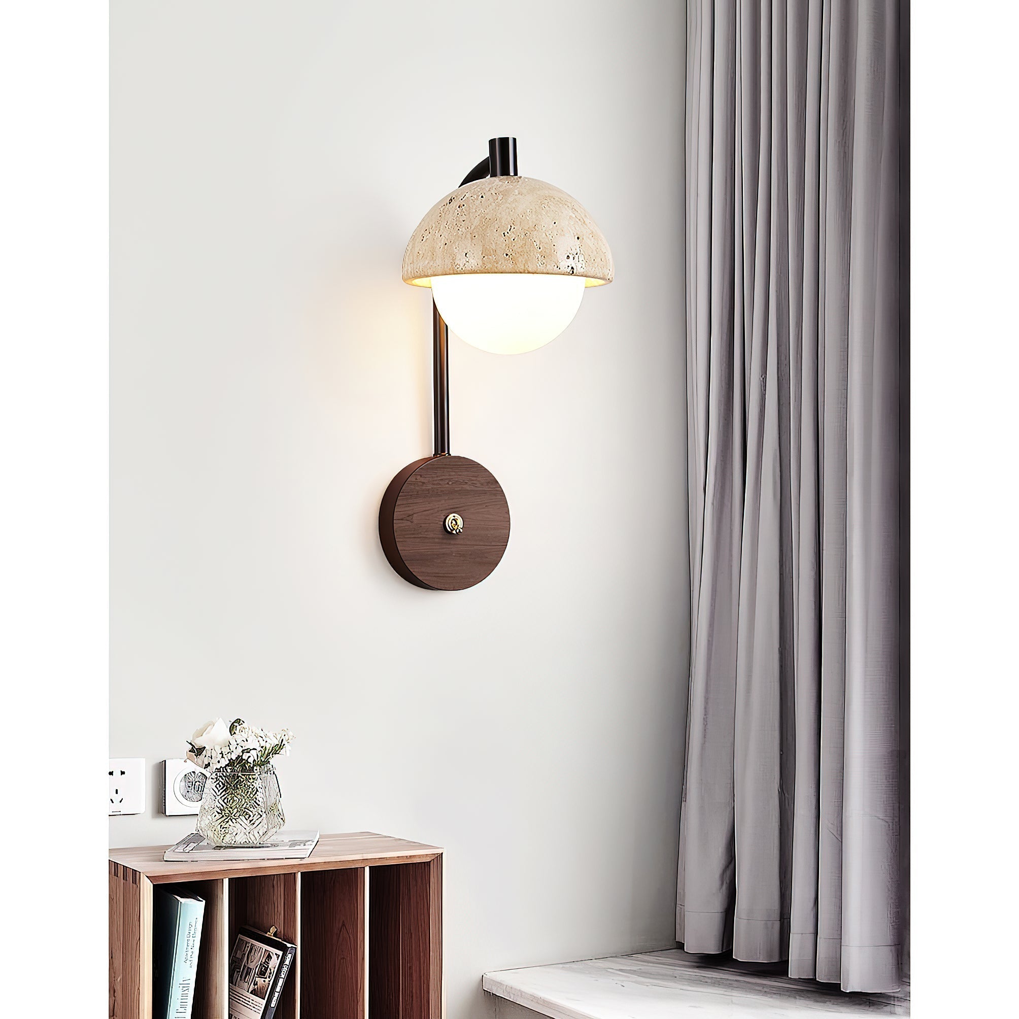 Civarir Modern Minimalist Beige Travertine Wall Lamp - Lamp Copper