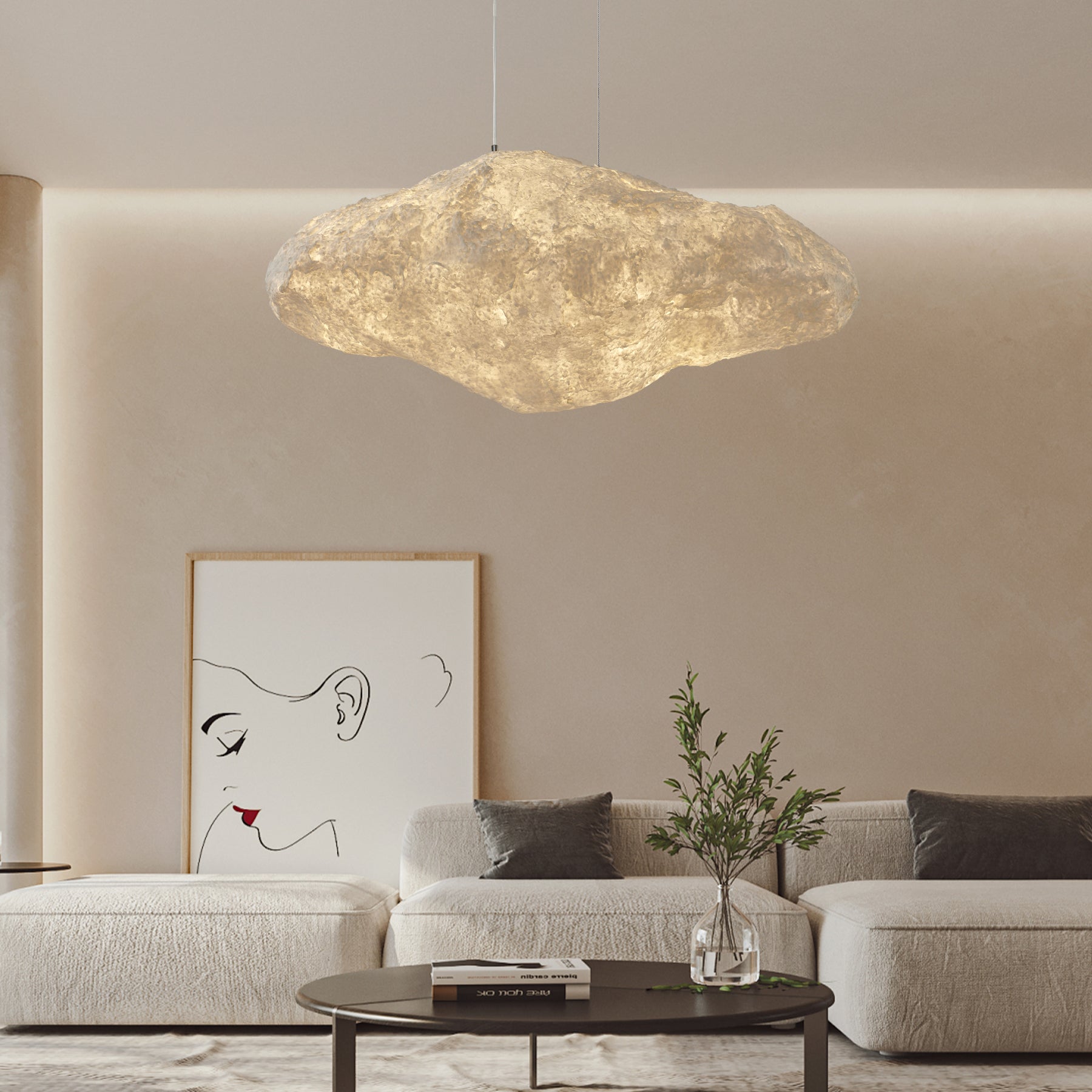 Elliros Textured Paper Pulp Pendant Light - Letslighting