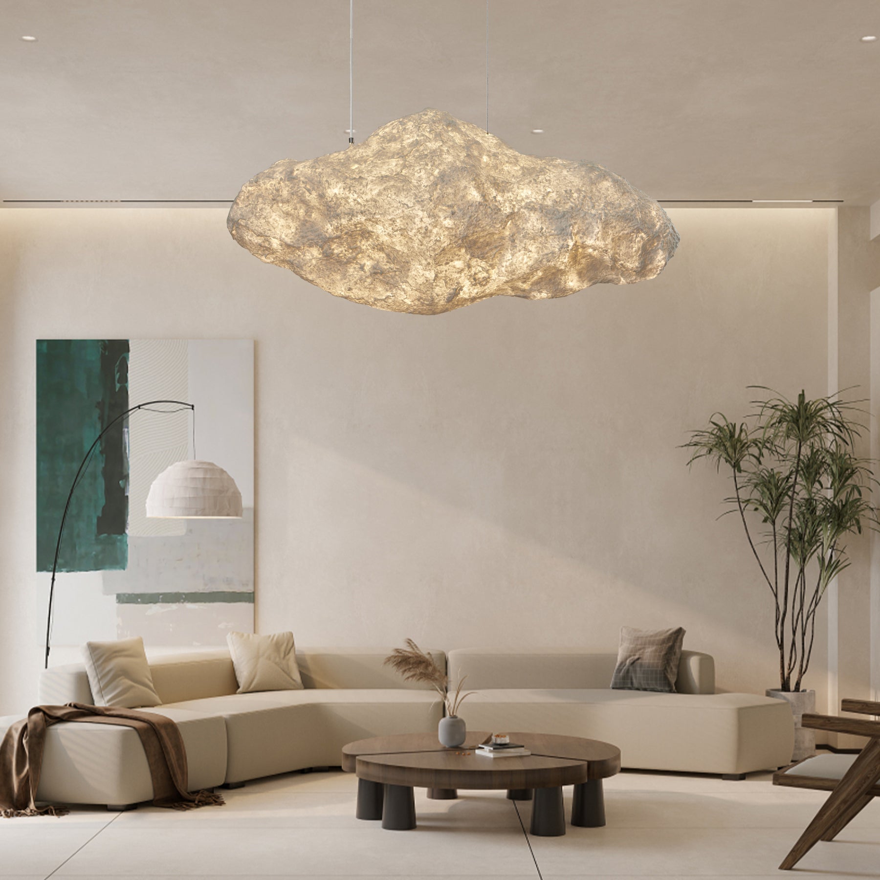 Elliros Textured Paper Pulp Pendant Light - Letslighting