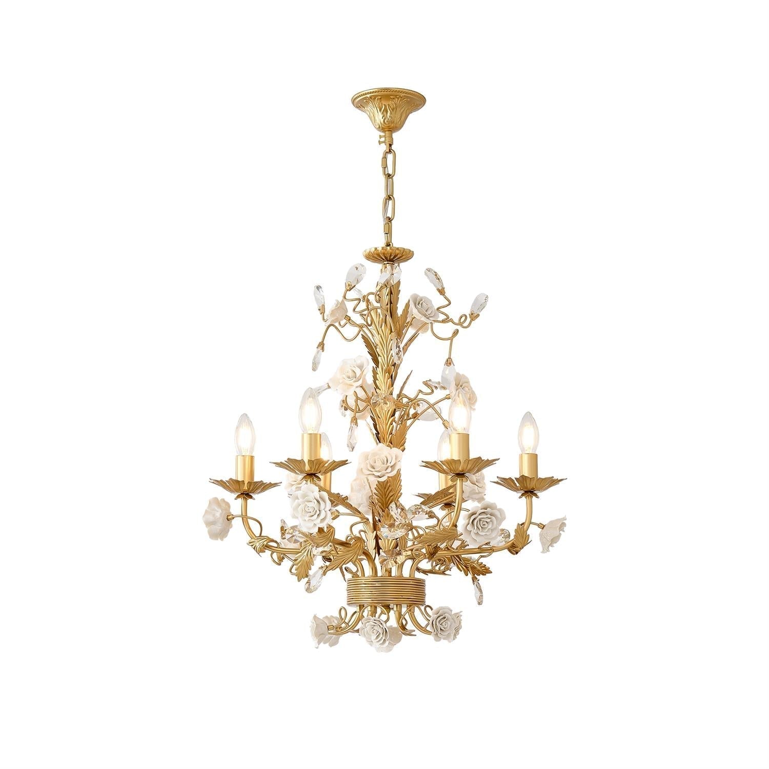 Vavenara Postmodern Luxury Rose White Crystal Chandelier - Lamp Copper
