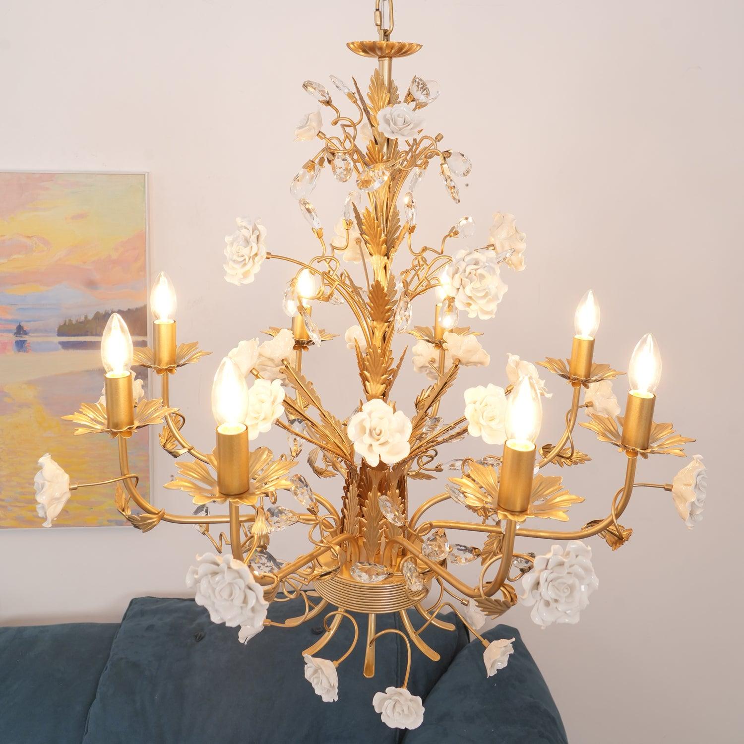 White Rose Crystal Chandelier - Letslighting