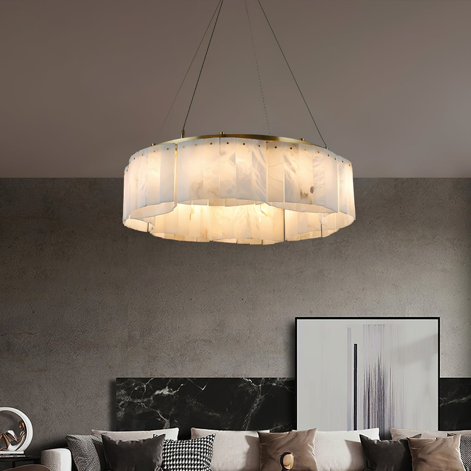 Avvinel Modern Luxury Minimalist Alabaster Chandelier - Lamp Copper