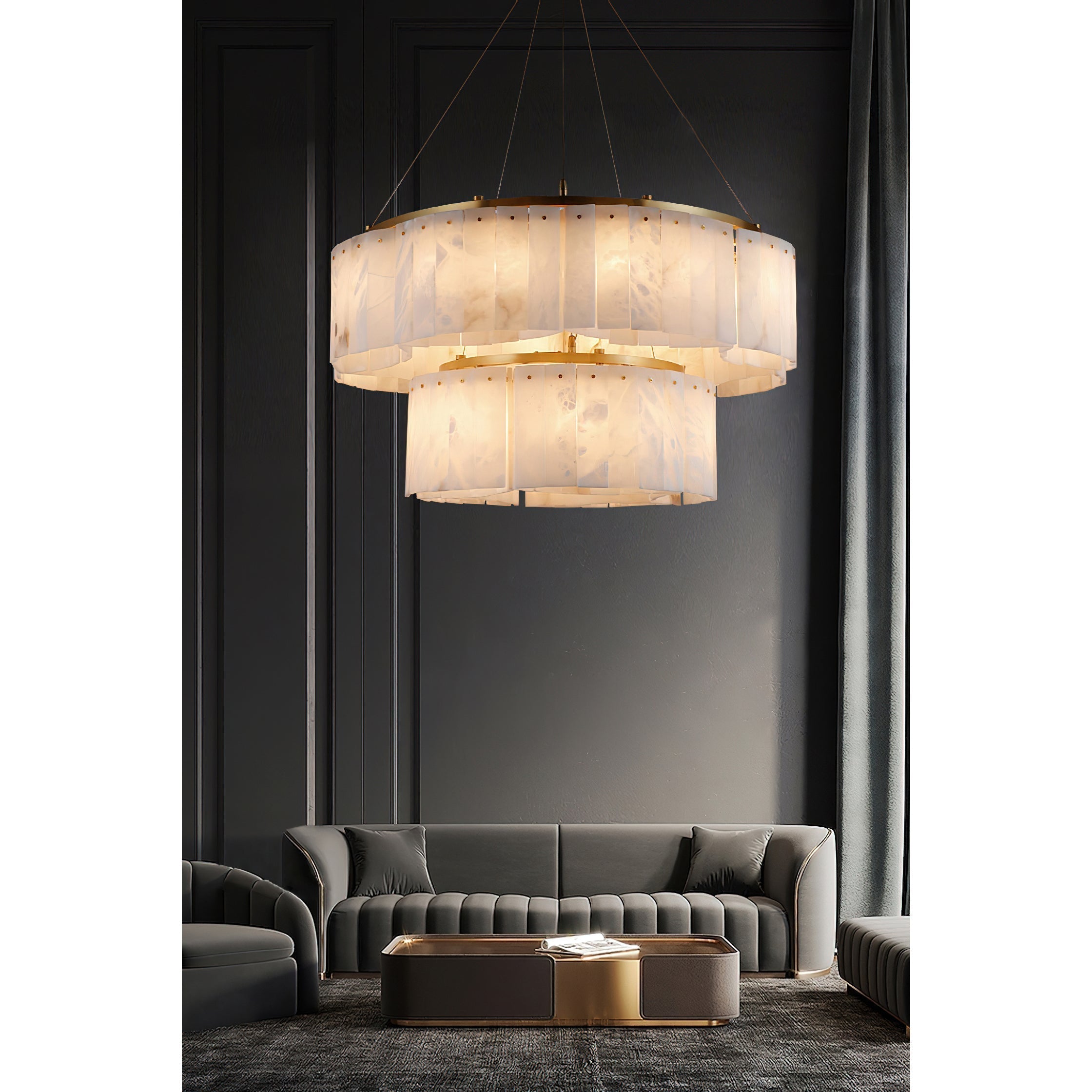 Avvinel Modern Luxury Minimalist Alabaster Chandelier - Lamp Copper