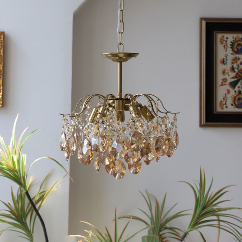 Kristy Retro Cristal Lámparas de Araña Ámbar Vidrio Metal Dormitorio