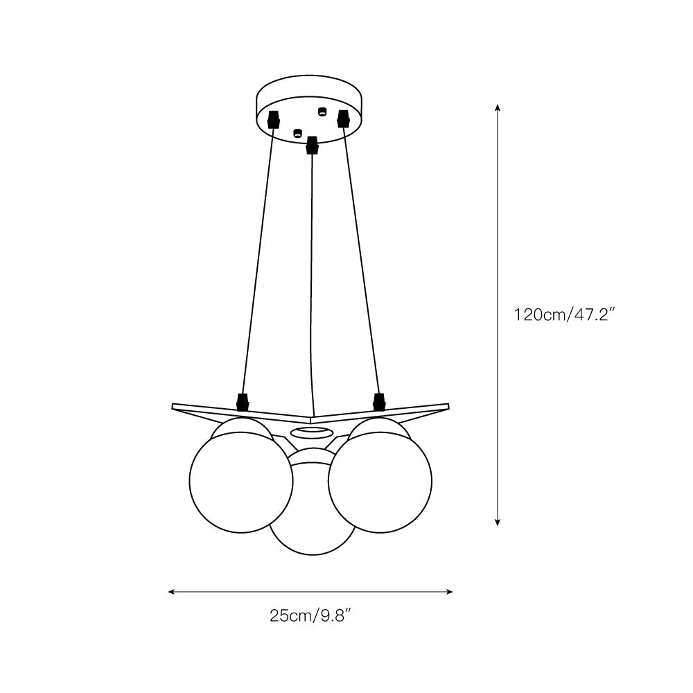 Zothaus Premium Nordic Star Glass Wooden Chandelier - Lamp Copper