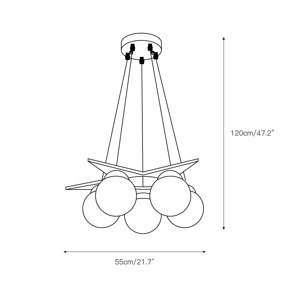 Zothaus Premium Nordic Star Glass Wooden Chandelier - Lamp Copper