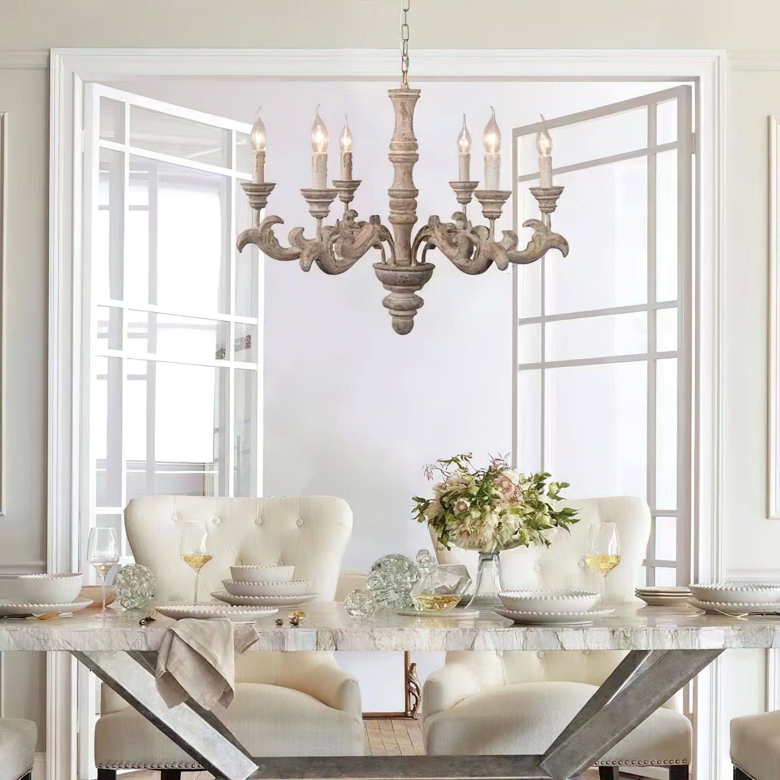 Vovynan Luxury Roman Column Wooden Chandelier - Lamp Copper