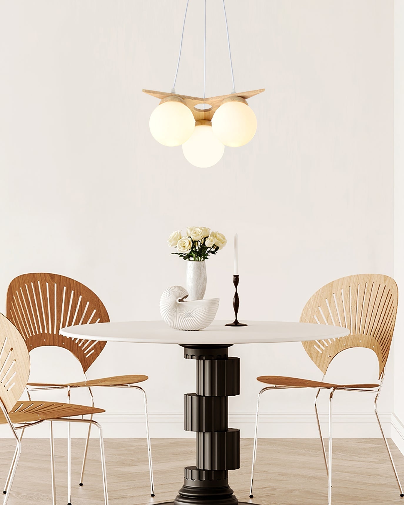 Zothaus Premium Nordic Star Glass Wooden Chandelier - Lamp Copper