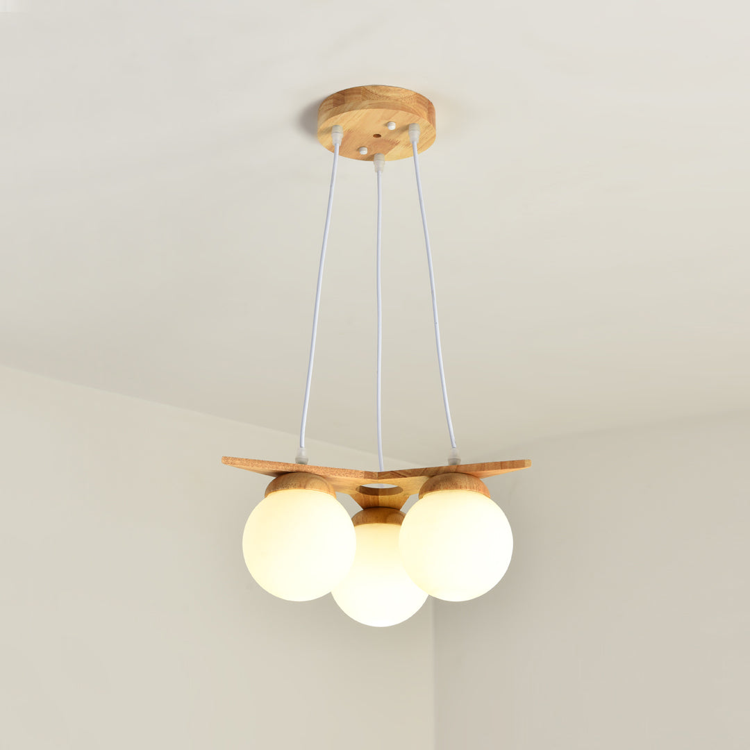 Zothaus Premium Nordic Star Glass Wooden Chandelier - Lamp Copper