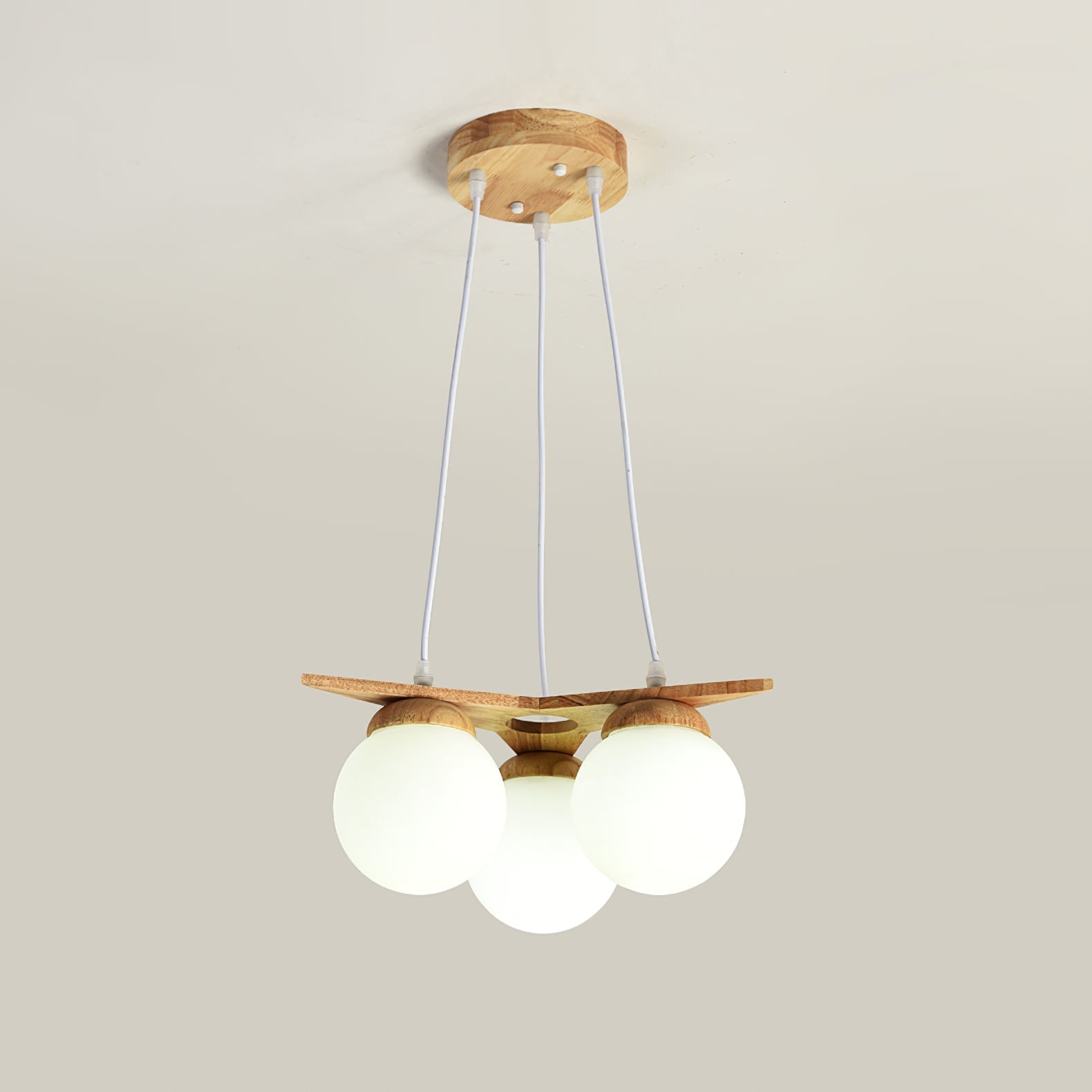 Zothaus Premium Nordic Star Glass Wooden Chandelier - Lamp Copper