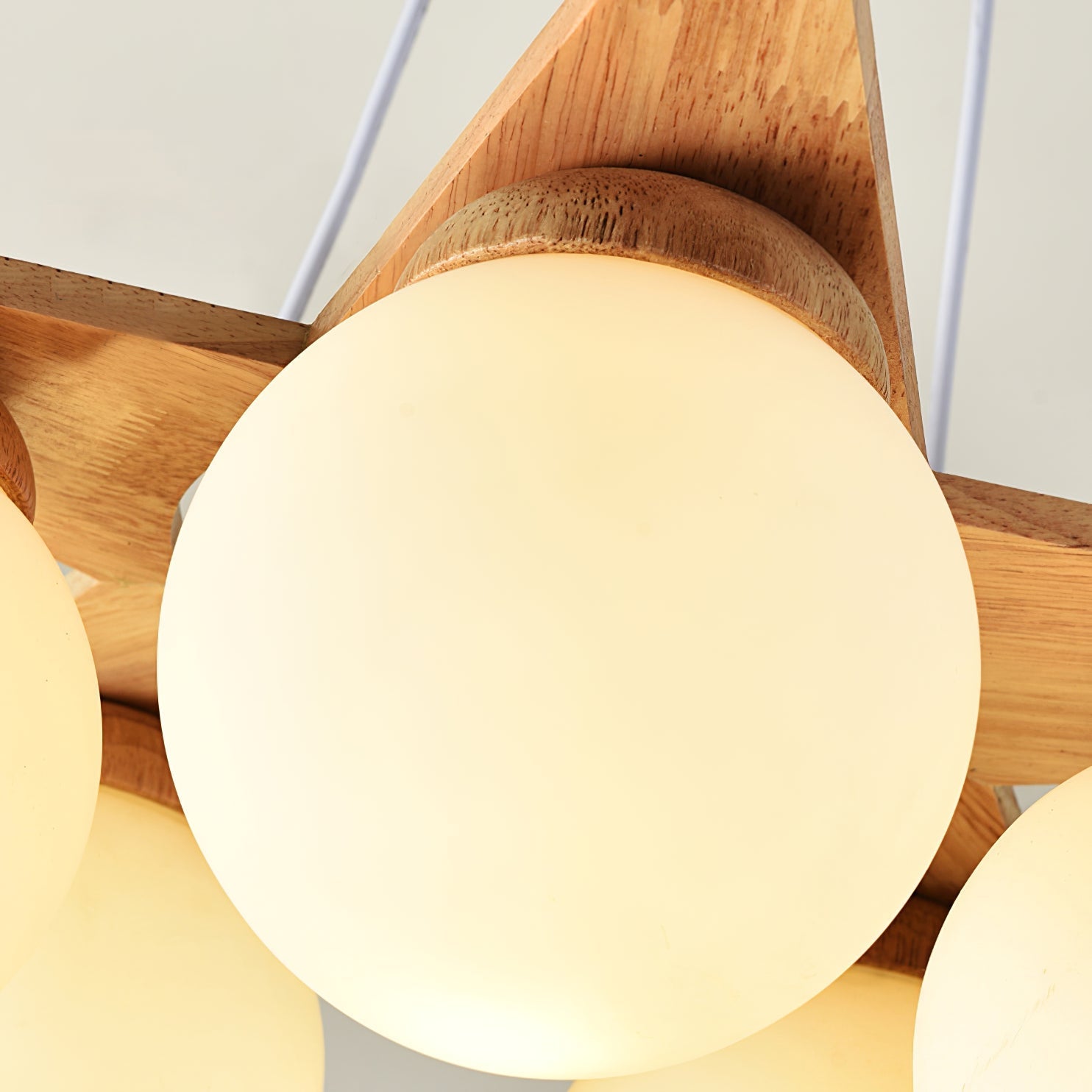 Zothaus Premium Nordic Star Glass Wooden Chandelier - Lamp Copper