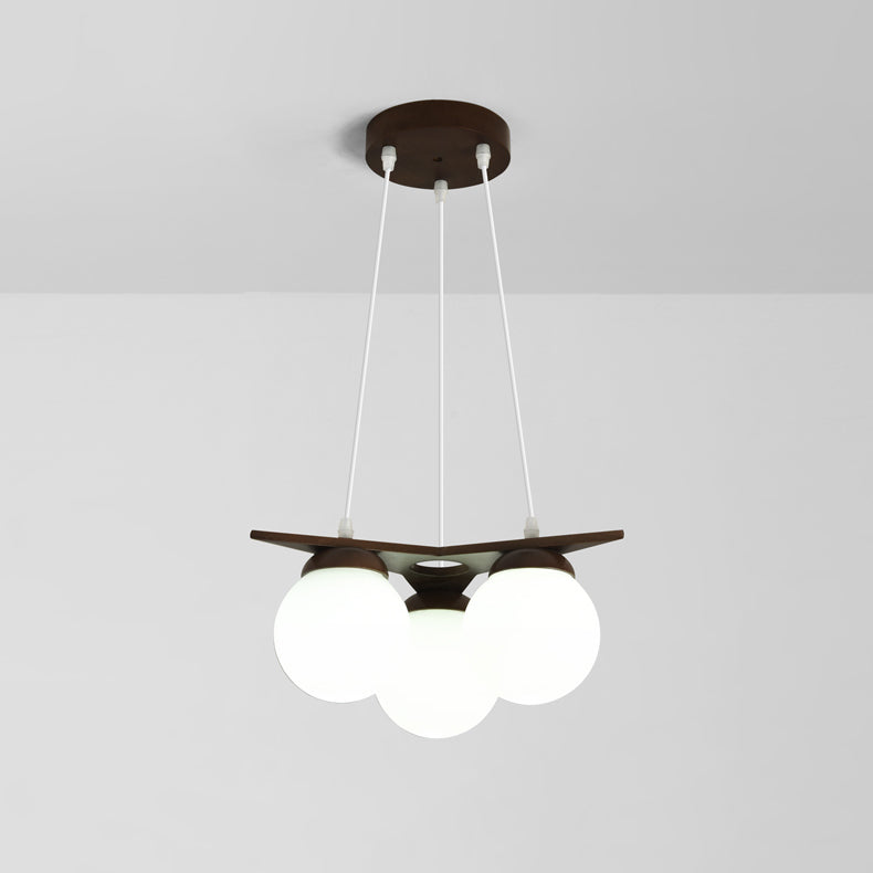 Zothaus Premium Nordic Star Glass Wooden Chandelier - Lamp Copper